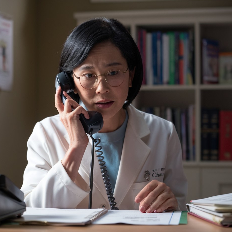 A doctor talking on the telephone in her office | Source: no source