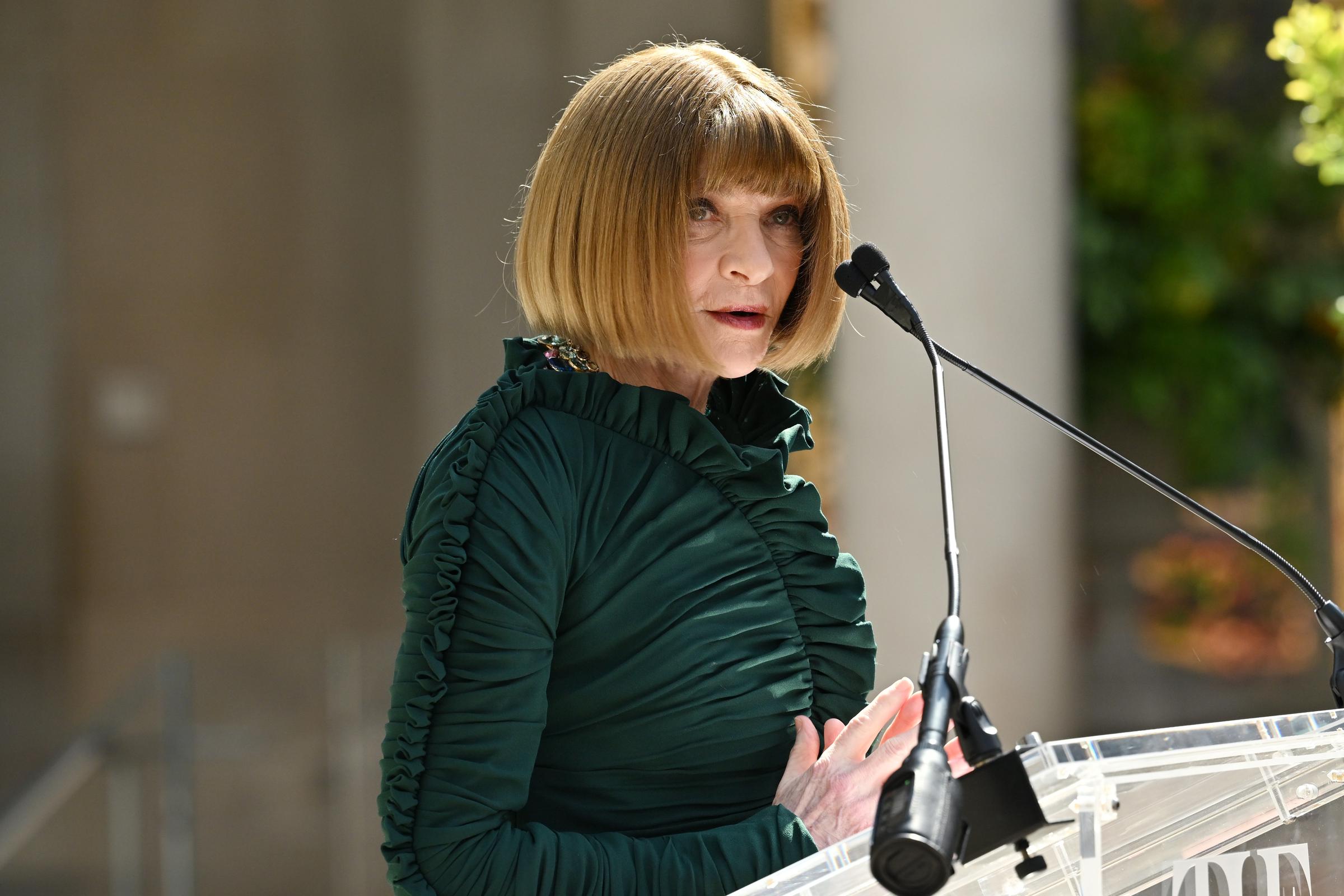 Anna Wintour during the press conference for the 2026 Met Gala celebrating "Costume Art" at the Metropolitan Museum of Art on May 4 in New York City. | Source: Getty Images