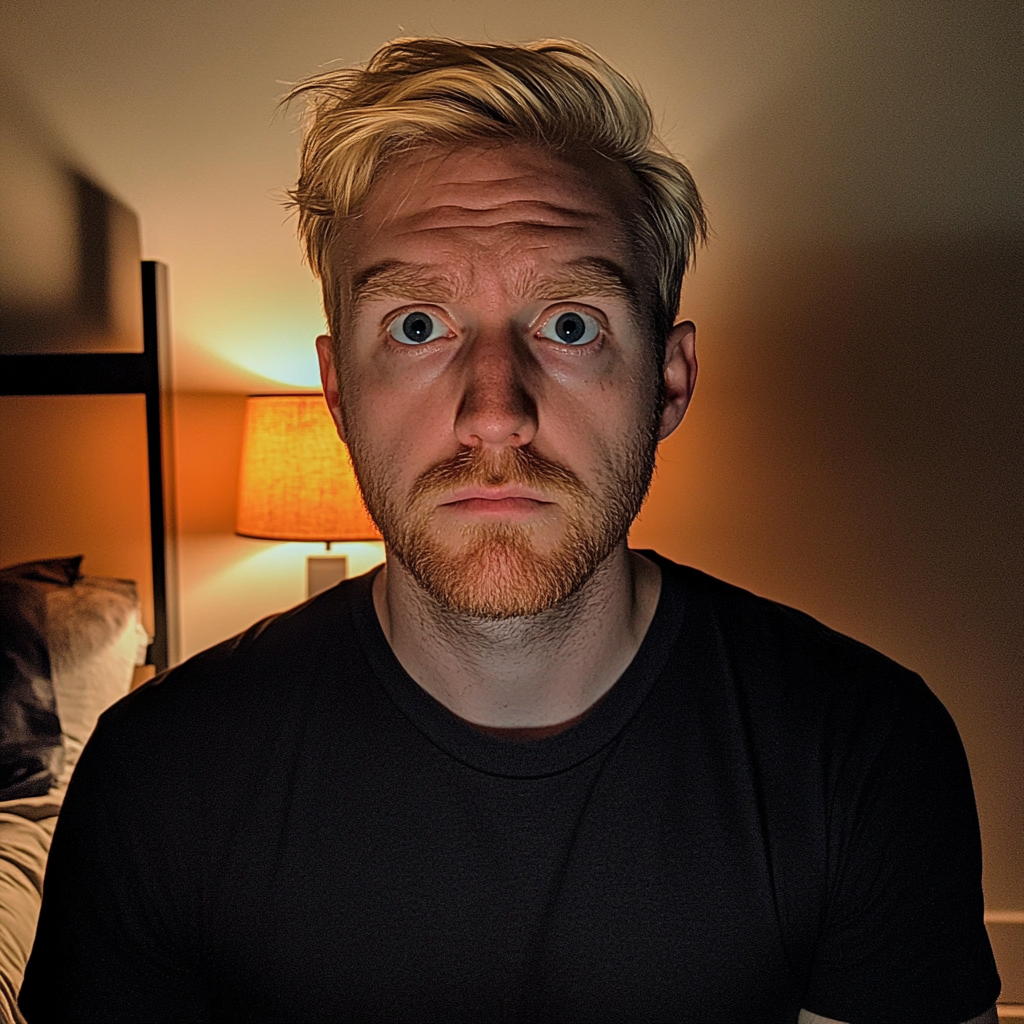 A close up of a man in a bedroom | Source: no source