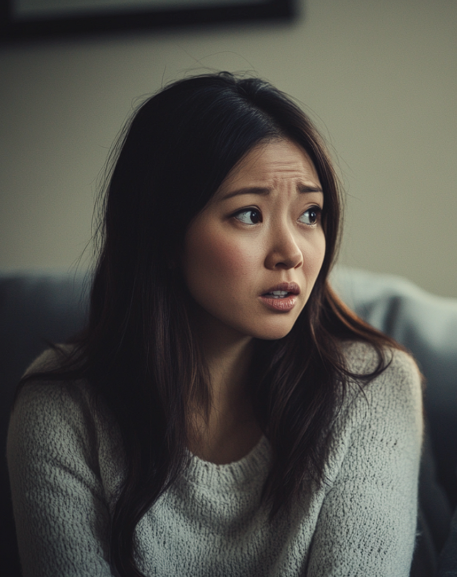 A woman glancing worriedly to the side | Source: No source