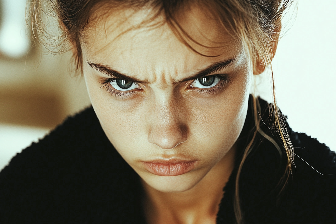Close up of a furious woman's face | Source: No source