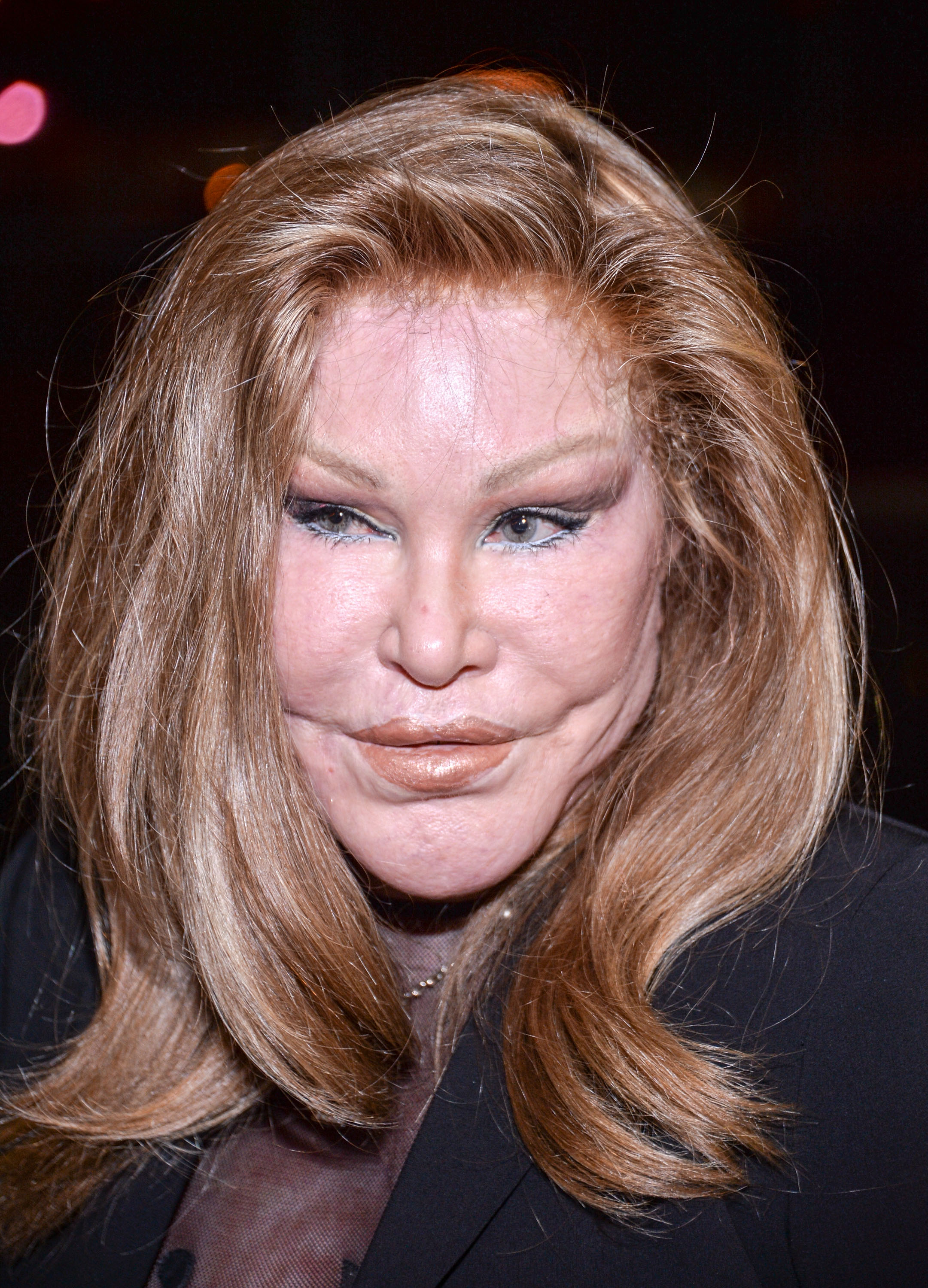 Jocelyne Wildenstein was captured looking even stranger here with taut but also loose skin that created an oddly fixed expression and prominent folds near her jawline, while attending the Jean-Yves Klein: Chimeras Exhibition at Gallery Molly Krom on October 8, 2015, in New York City.