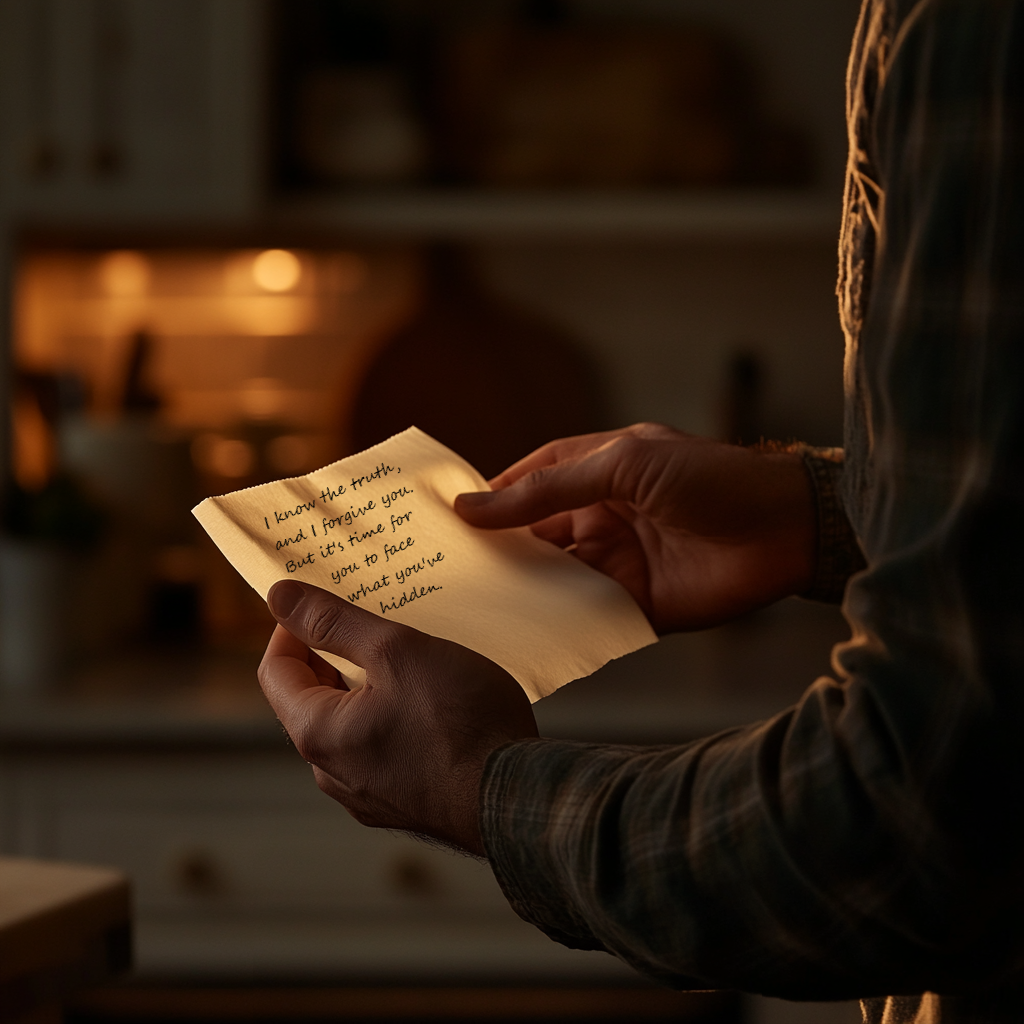 A man holding a piece of paper bearing a message | Source: No source