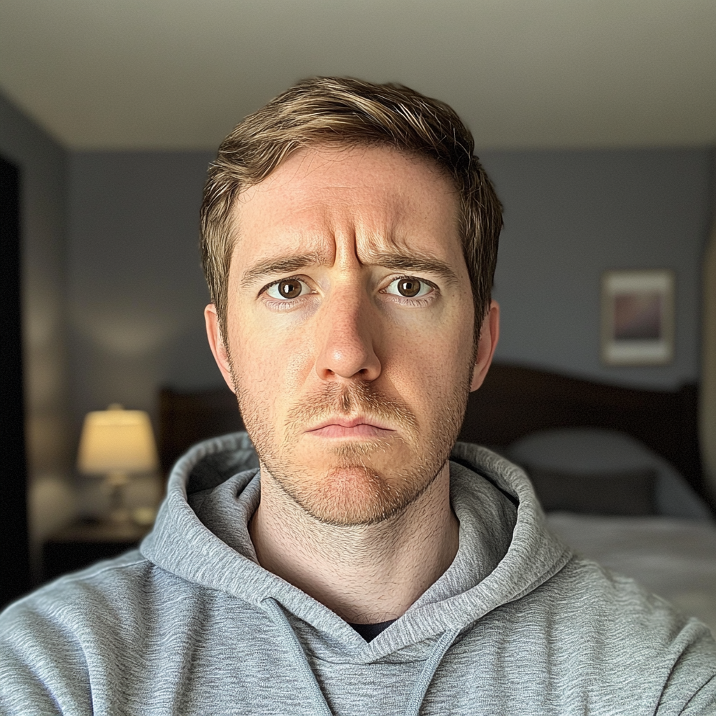 A close up of a frowning man | Source: No source