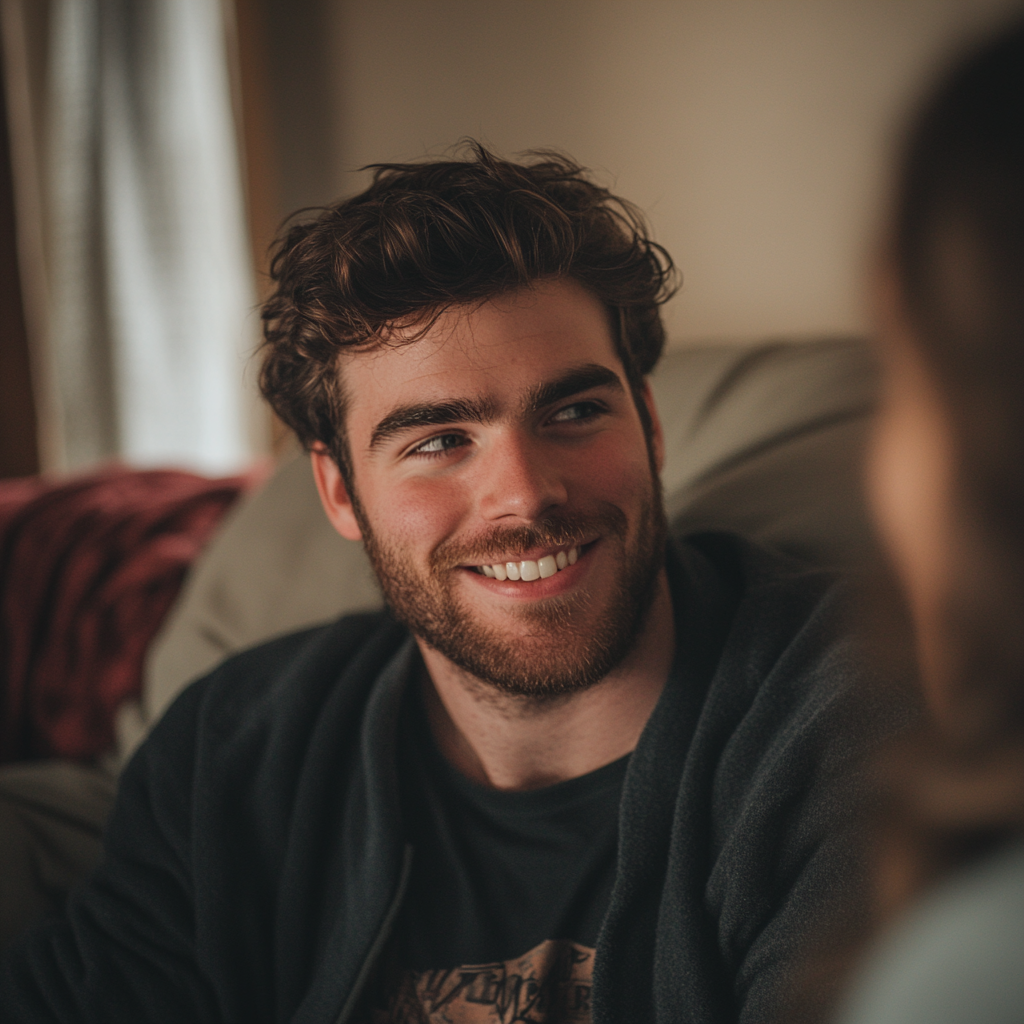 A man smiling while looking at someone | Source: No source