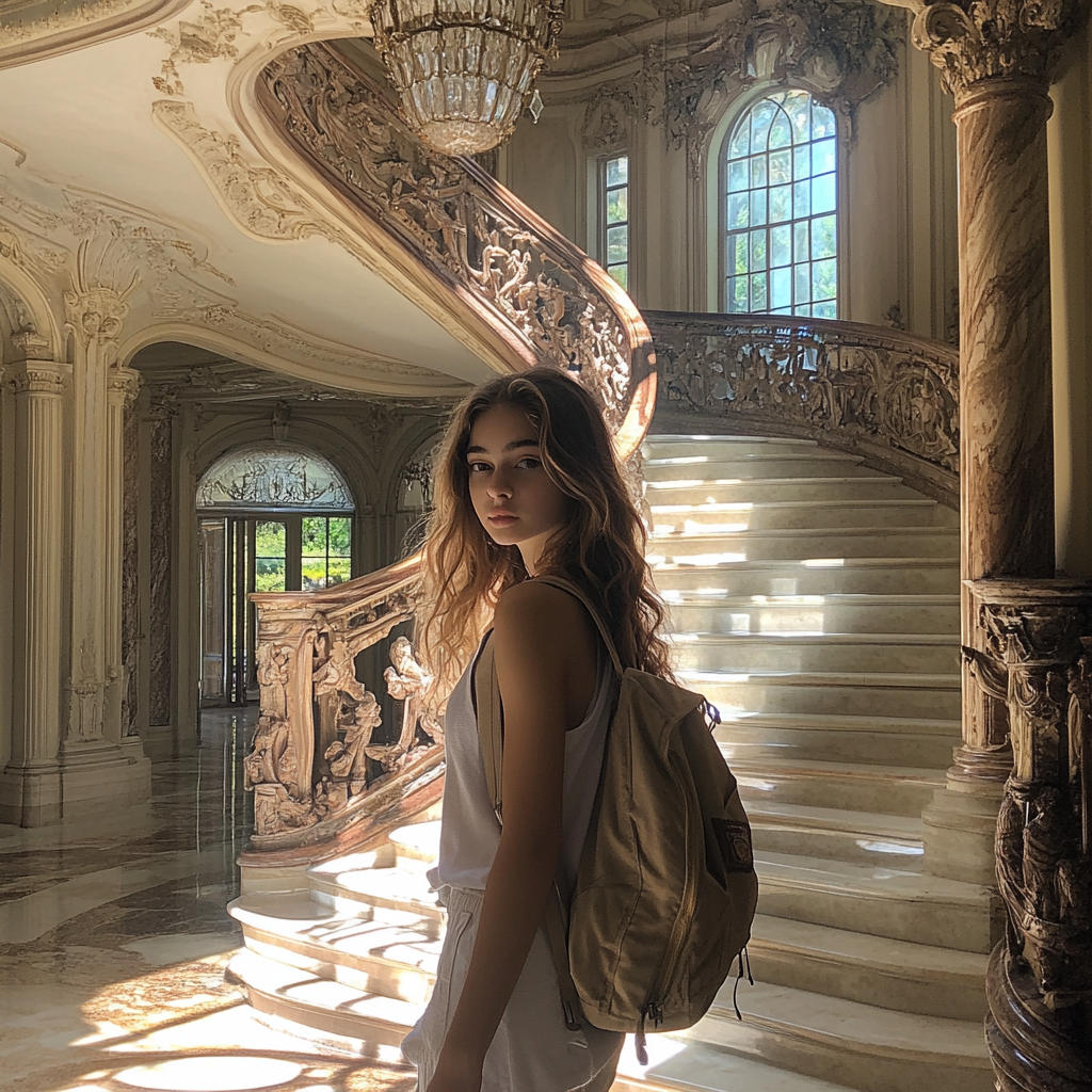 A teenage girl with a backpack | Source: no source