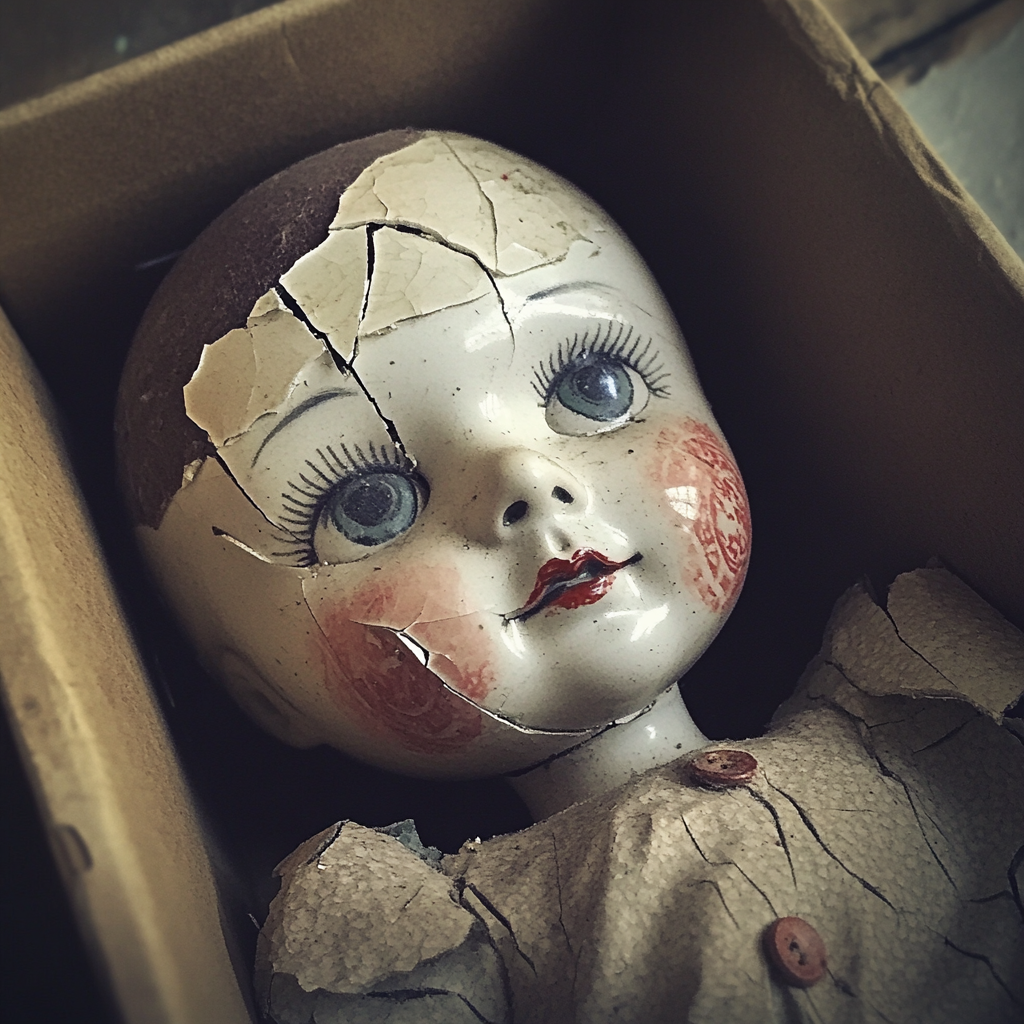 A broken doll in a box | Source: no source