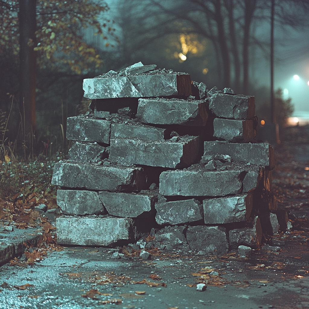 A part of the materials stacked on the driveway | Source: No source