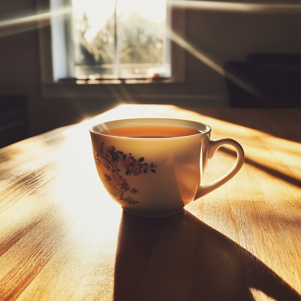 A cup of tea on a table | Source: No source