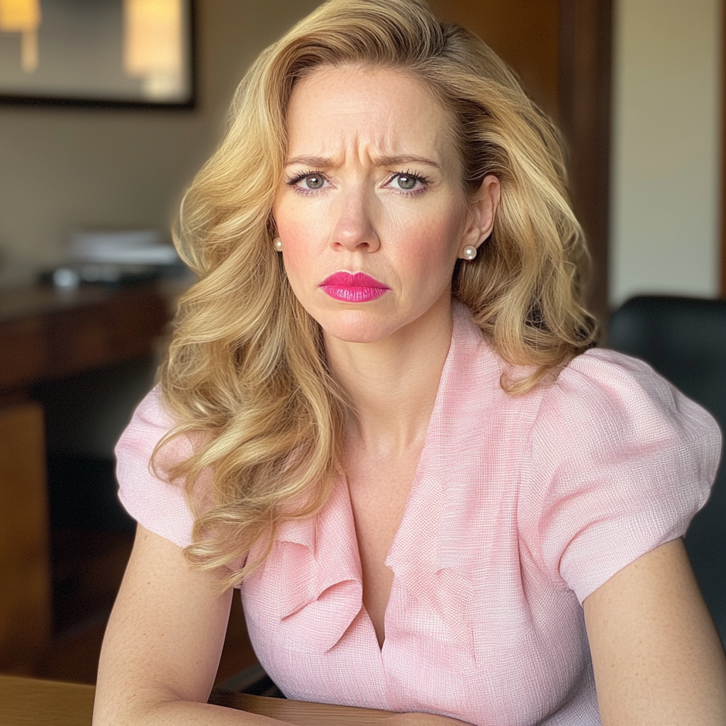 An upset woman sitting at a table | Source: no source