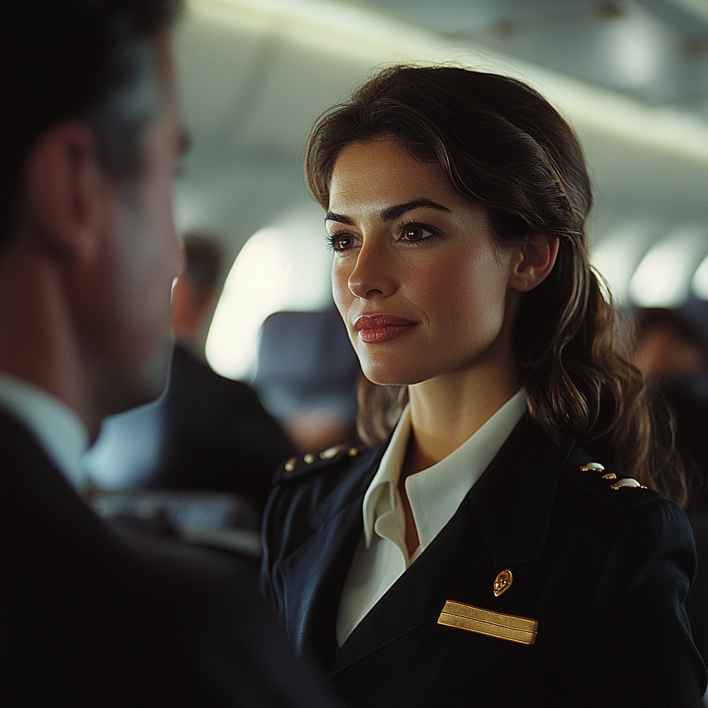 A chief purser talking to a passenger | Source: No source