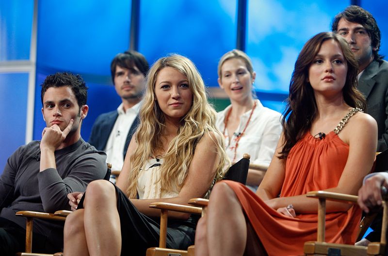 Penn Badgley, Blake Lively, Leighton Meester at the Beverly Hilton Hotel on July 20, 2007. | Source: Getty Images