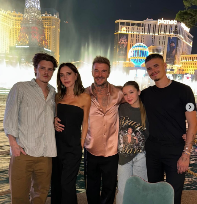 David, Victoria, Harper, Cruz, and Romeo Beckham celebrate Romeo's birthday in Las Vegas in a post dated September 2, 2024 | Source: Instagram/victoriabeckham