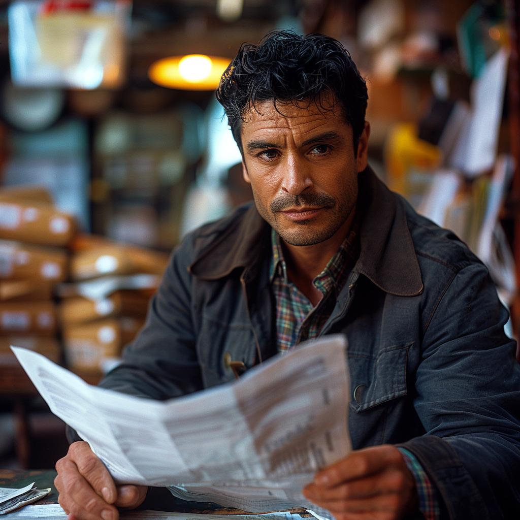A detective looking at his paperwork | Source: No source