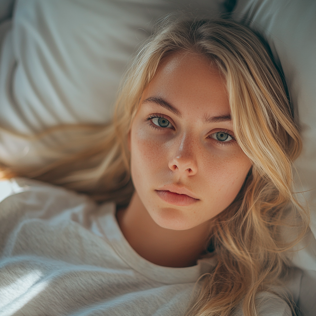 A serious woman in a hospital bed | Source: No source