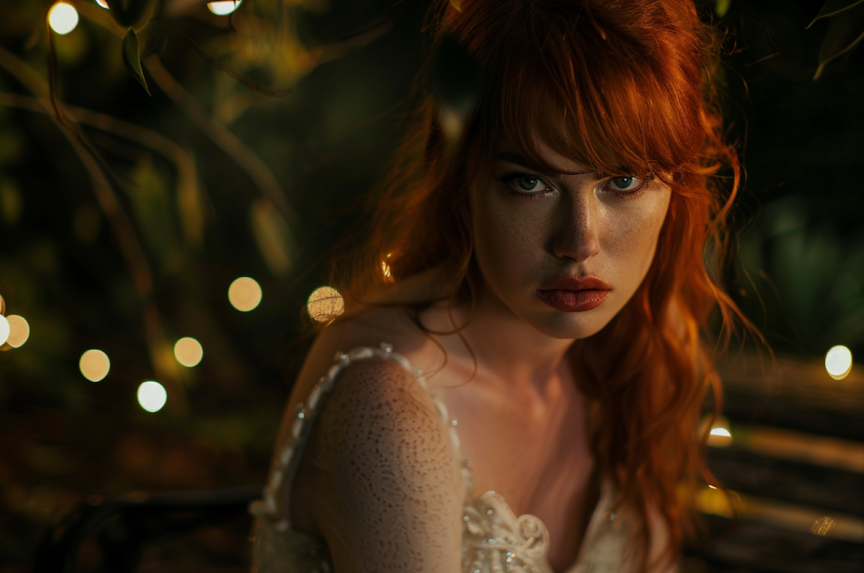 A woman in a bridal dress staring at someone | Source: No source