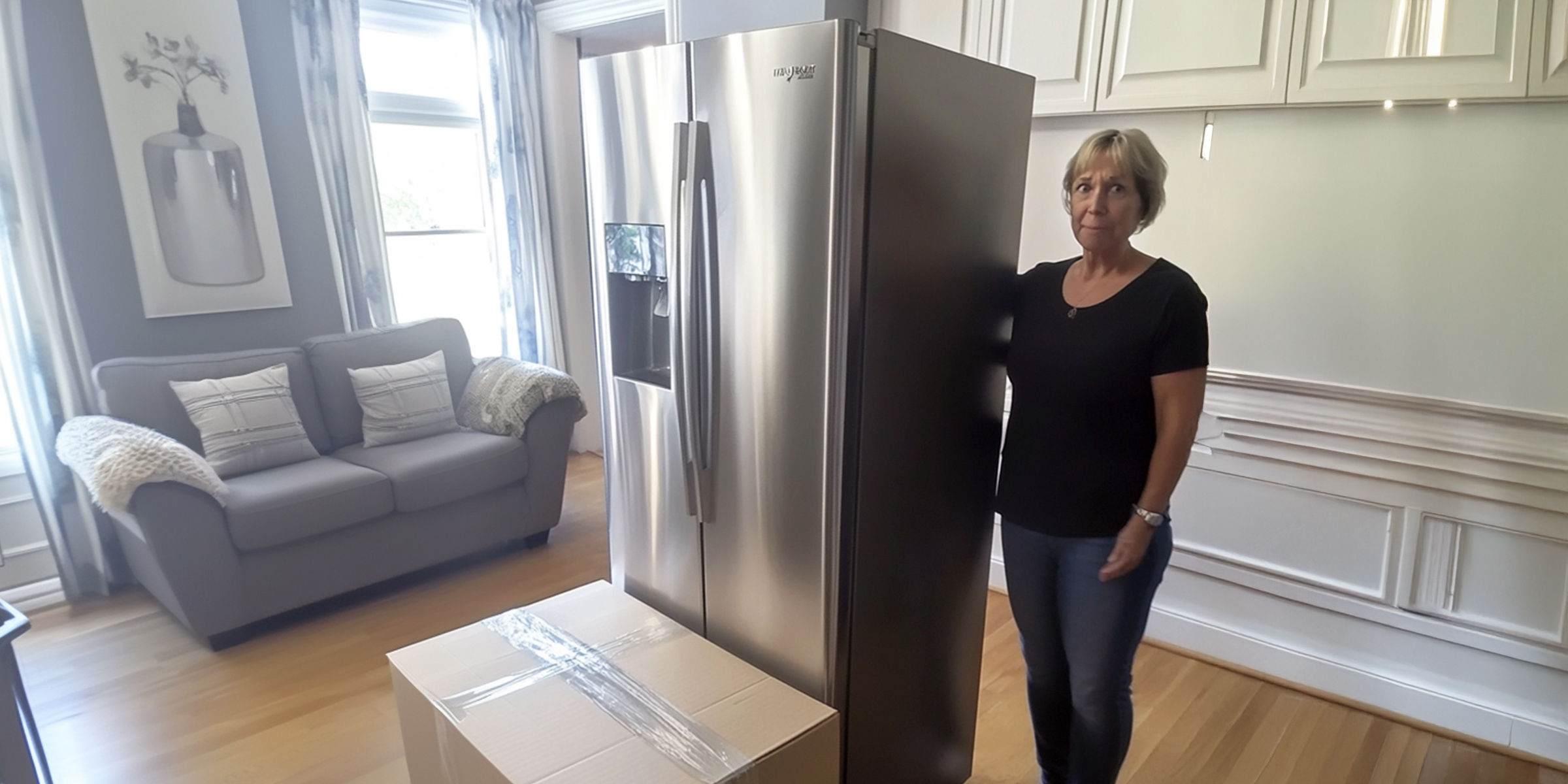 A woman standing near a fridge | Source: No source