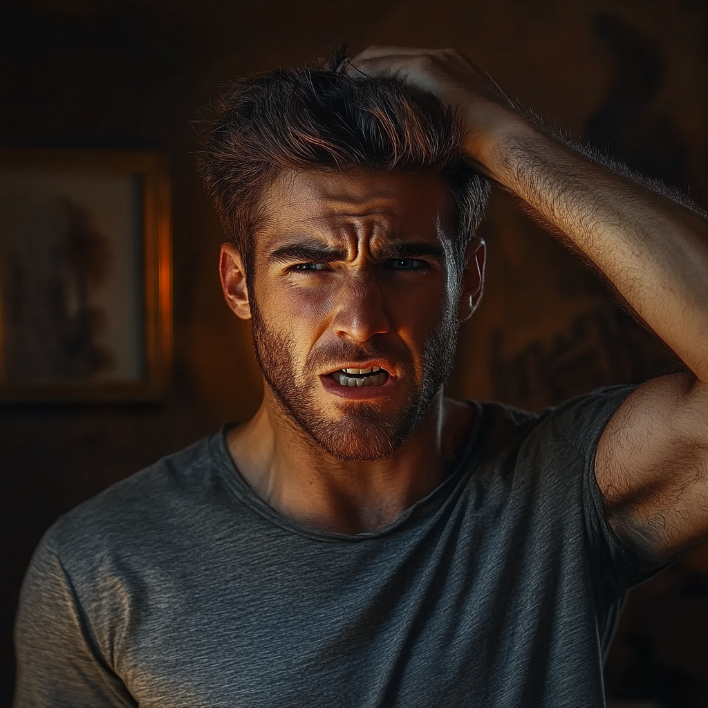 A disappointed man running a hand through his hair | Source: no source