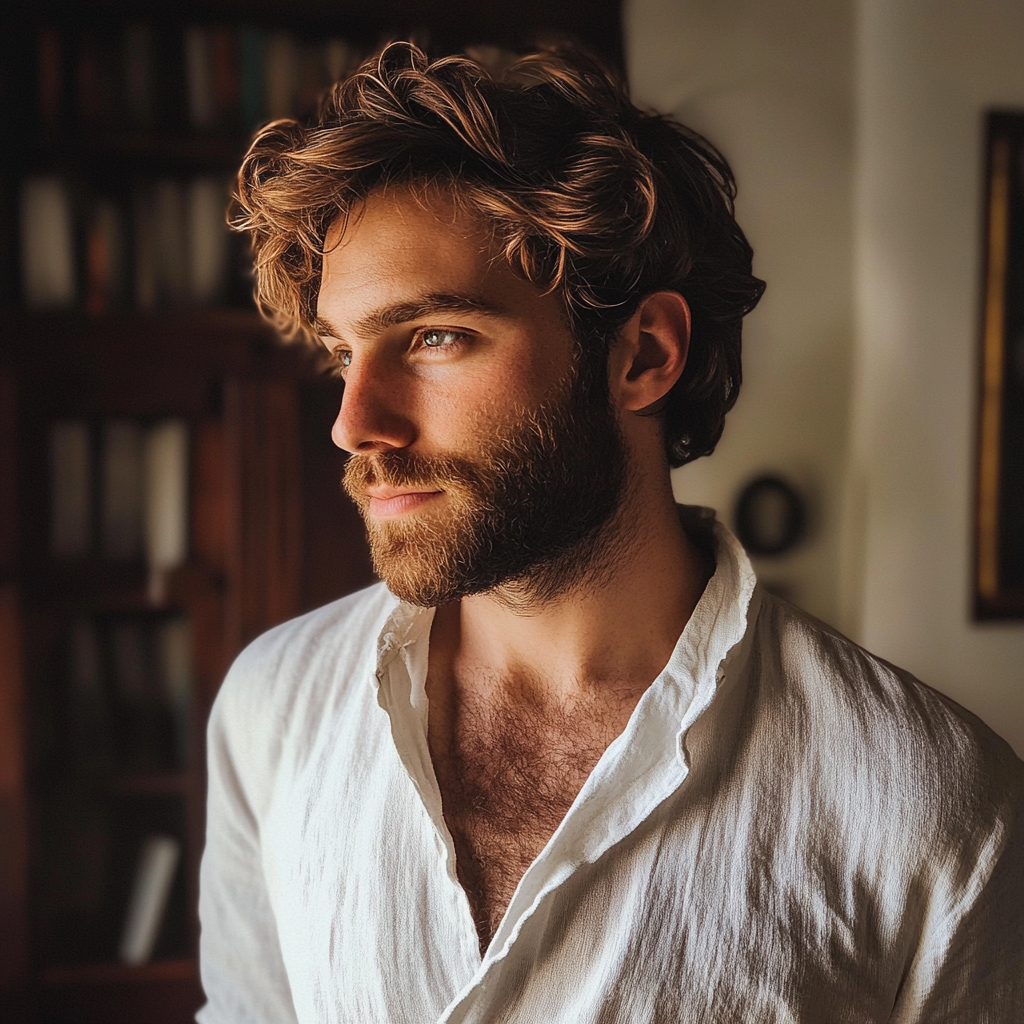 A smiling man standing in a study | Source: No source