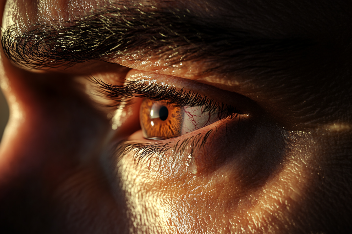 Close-up of a teary-eyed man | Source: no source