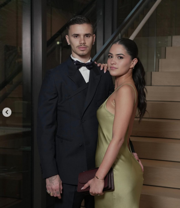 Romeo Beckham and Kim Turnbull celebrate David Beckham in a post dated March 31, 2025 | Source: Instagram/victoriabeckham