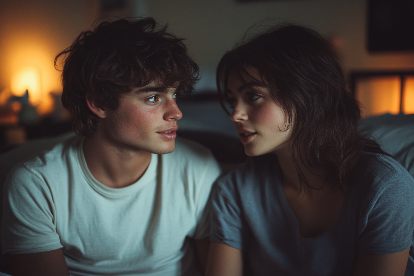 Couple talking in their bedroom | Source: No source