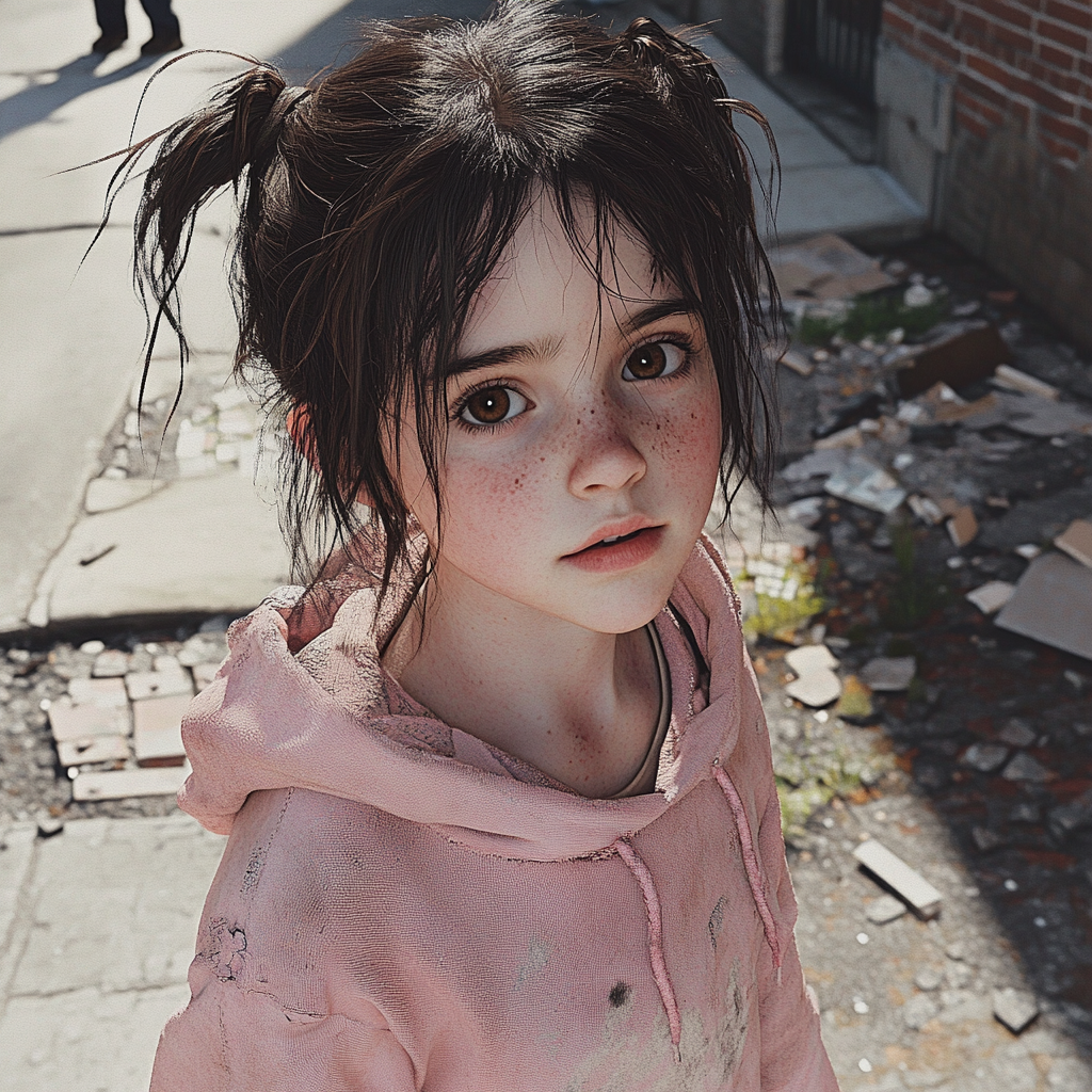 A girl standing on a street | Source: no source