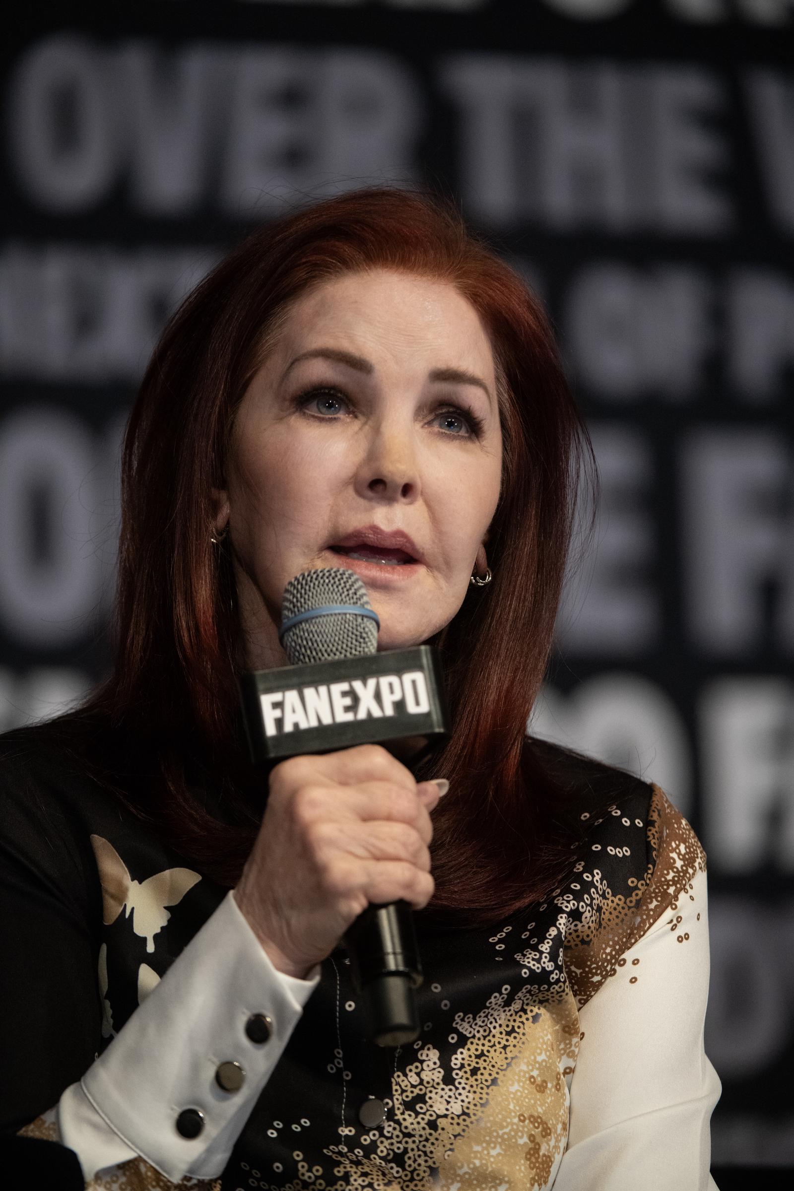 Priscilla Presley speaks to fans about her role in "The Naked Gun" at the Fan Expo at Colorado Convention Center on July 6, 2024, in Denver, Colorado | Source: Getty Images