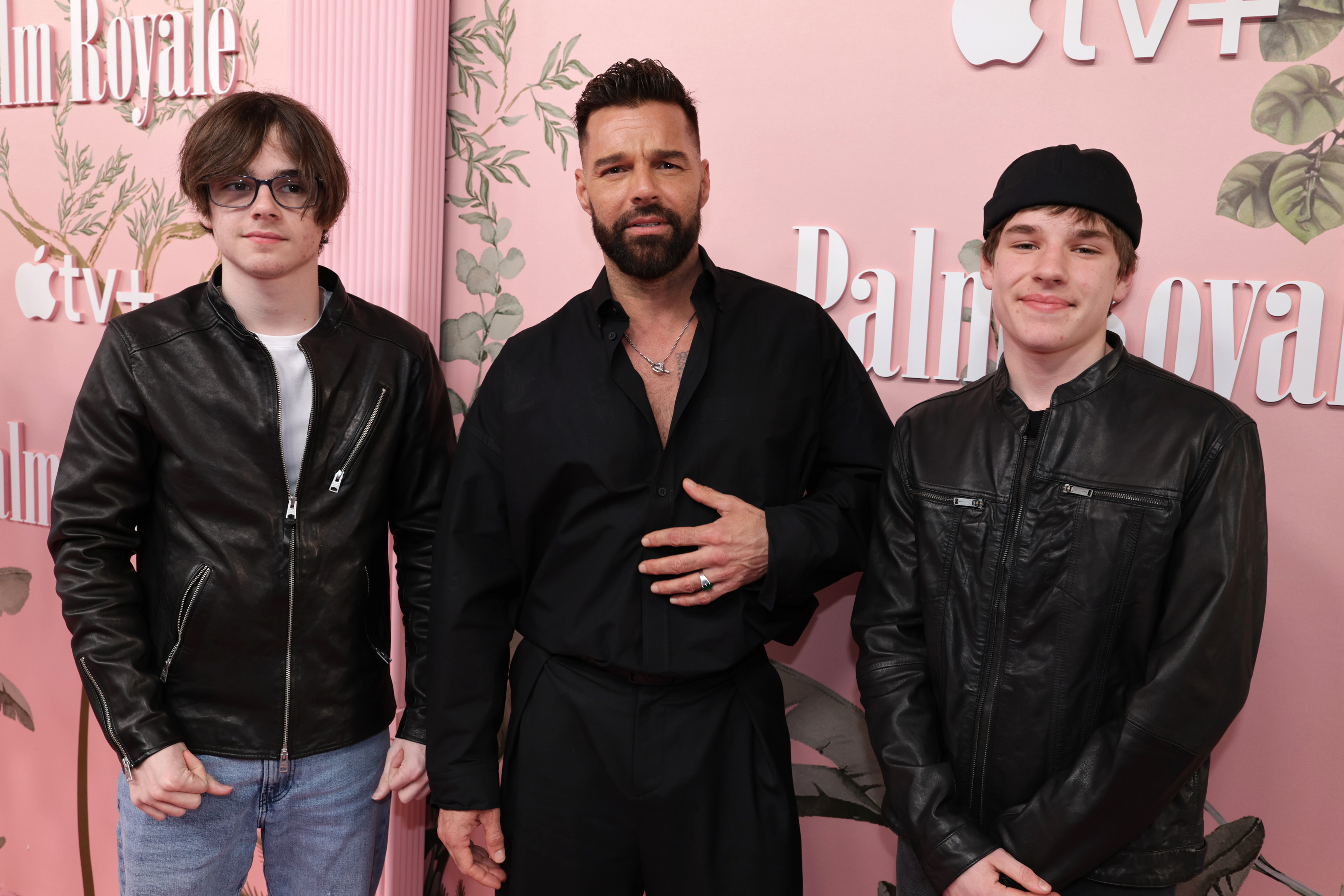 Valentino Martin, Ricky Martin, and Matteo Martin attend the "Palm Royale" world premiere on March 14, 2024, in Beverly Hills, California. | Source: Getty Images