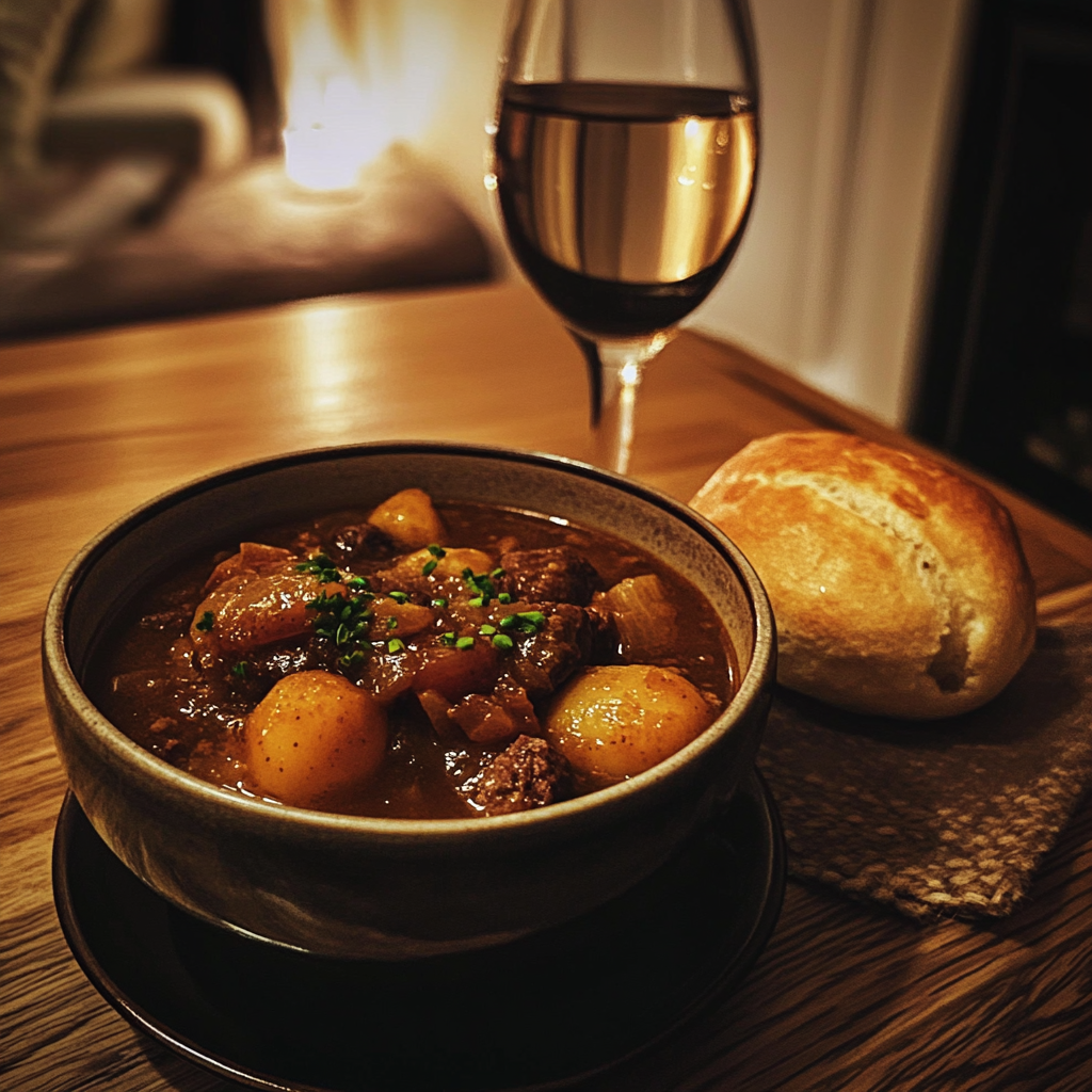 A bowl of food on a table | Source: no source