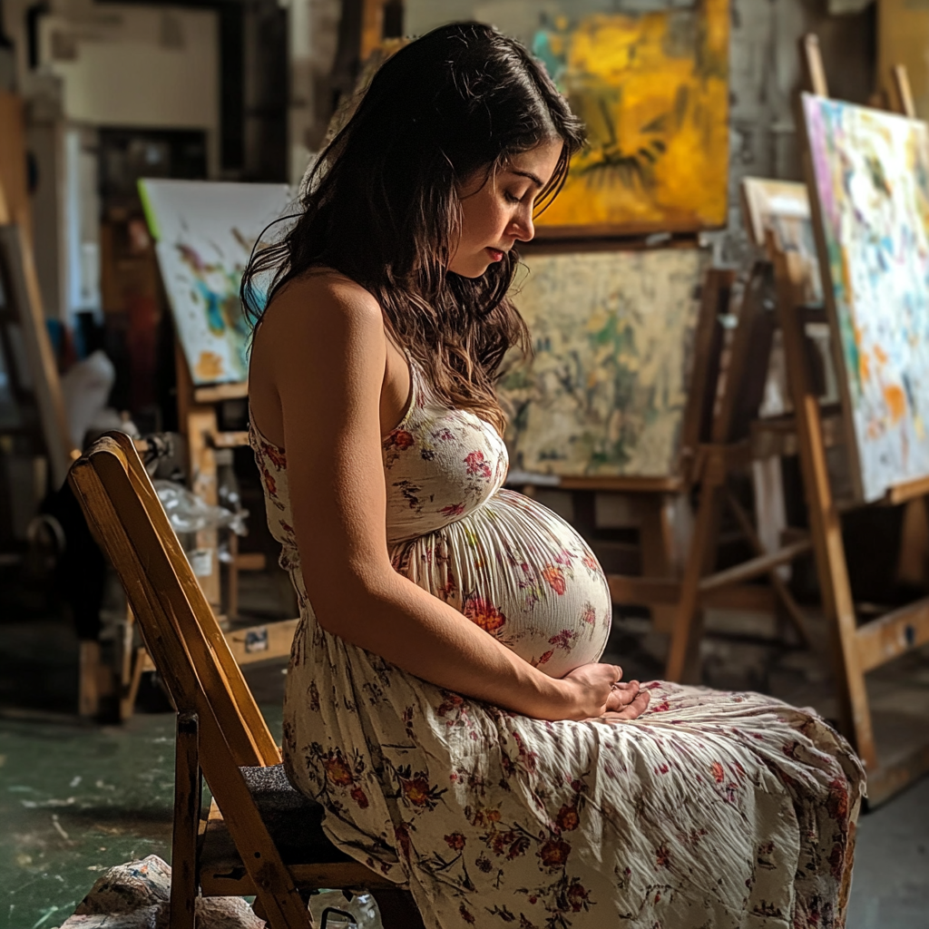 Pregnant woman at a painting class | Source: No source