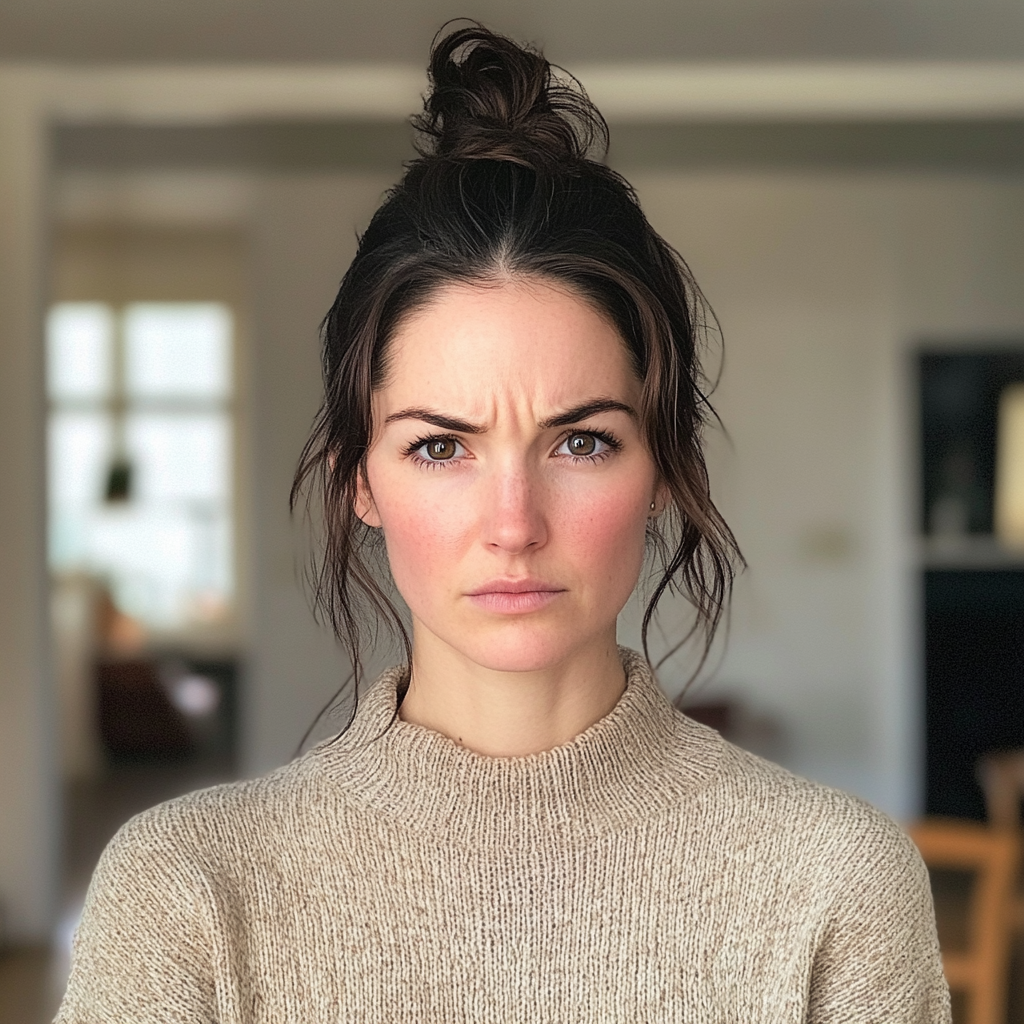 A frowning woman wearing a sweater | Source: No source