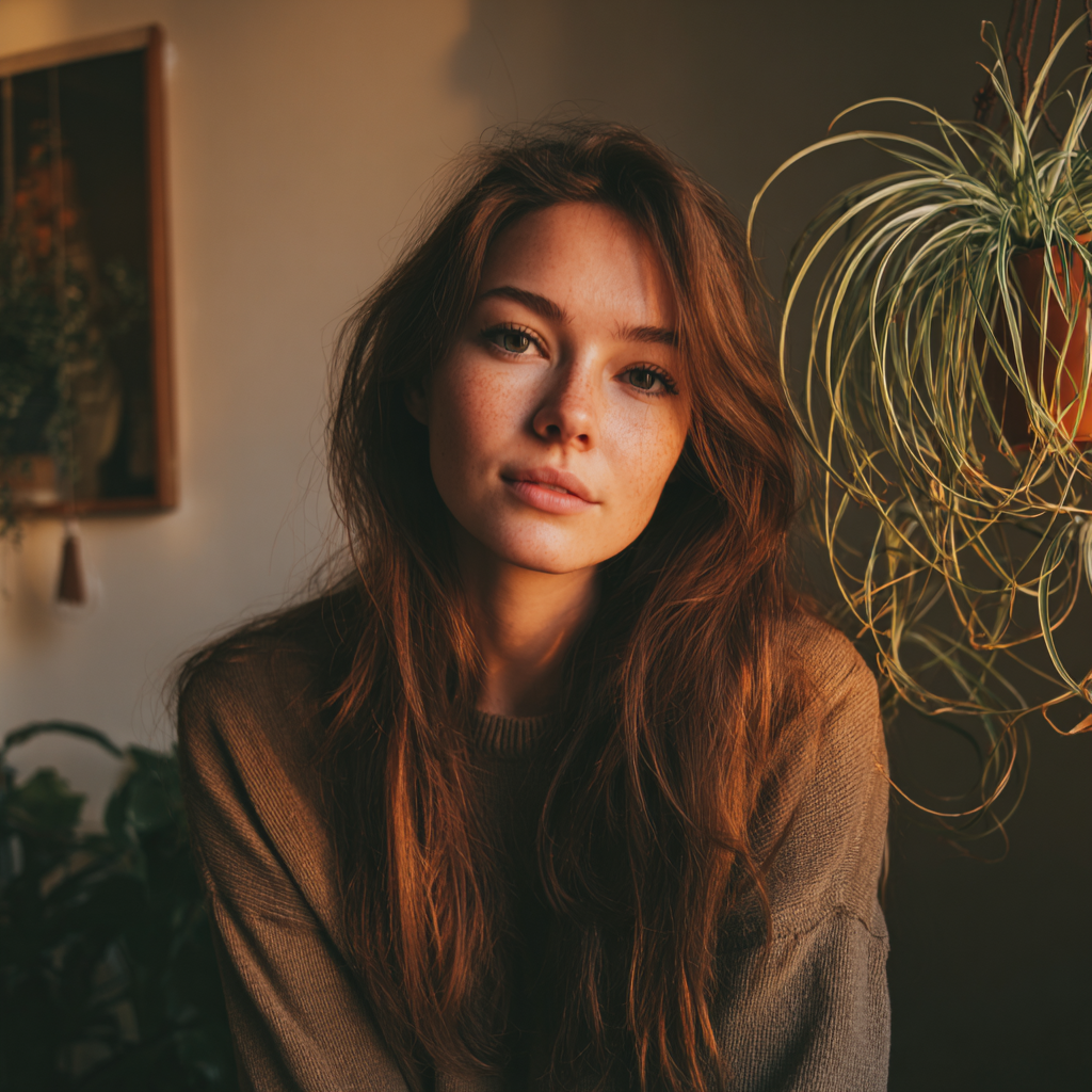 A smiling woman sitting in an apartment | Source:  no source