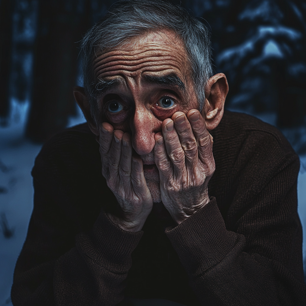 An anxious older man in the woods | Source: no source