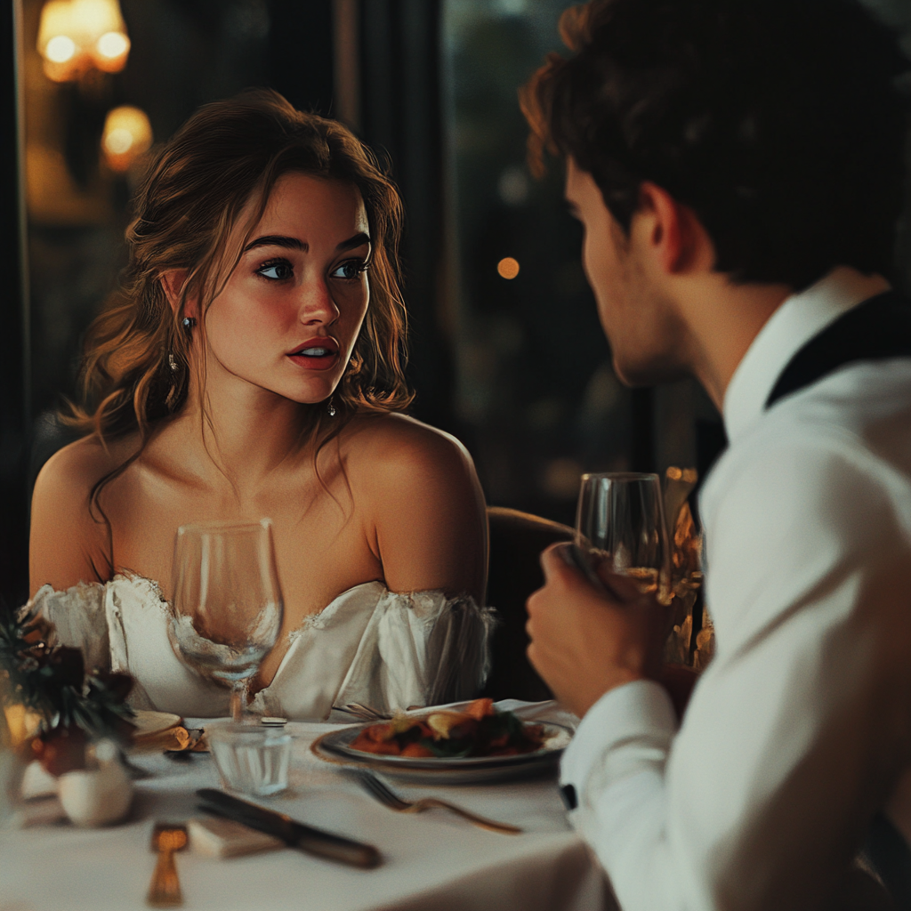 A concerned woman talking to a man at a dinner party | Source: No source