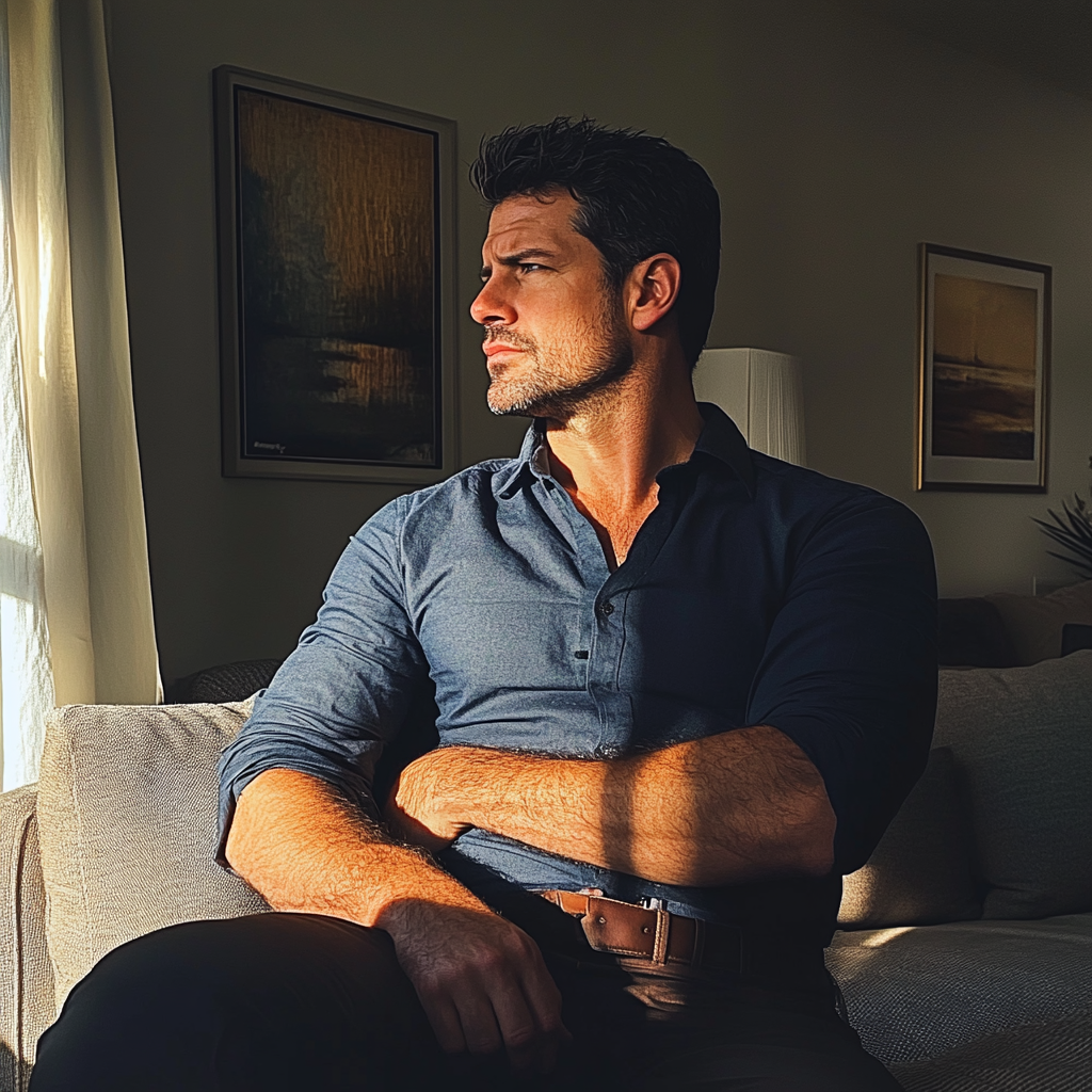 A man sitting on a couch | Source: No source
