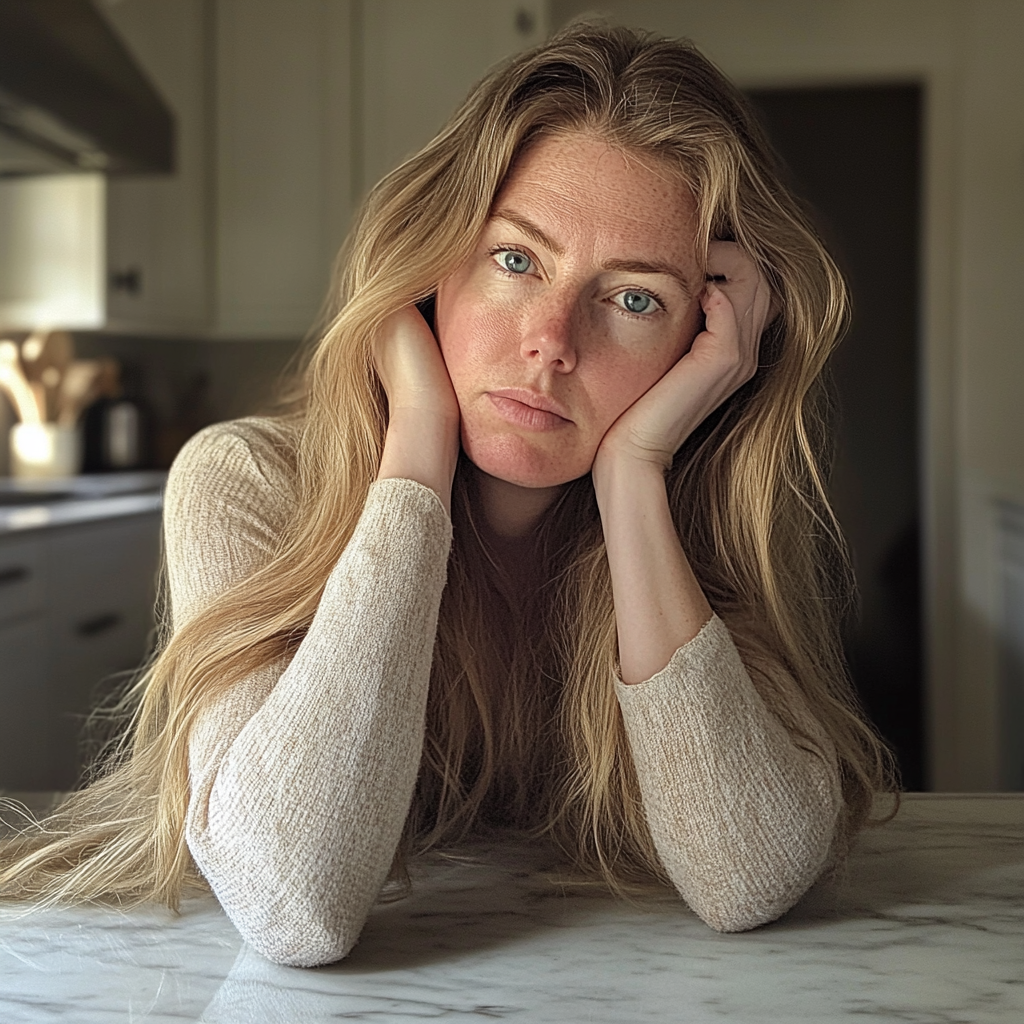 A woman leaning against a kitchen counter | Source: no source