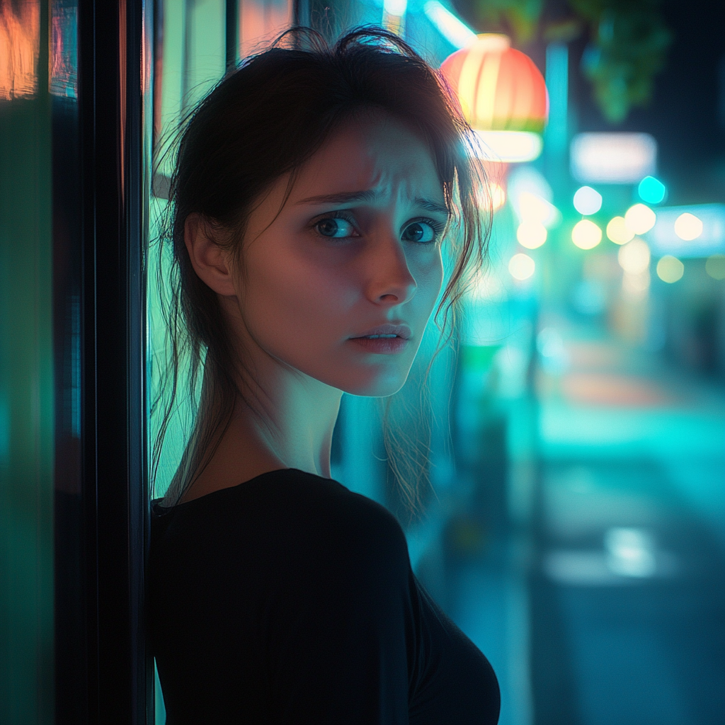 A woman standing outside a bar | Source: No source
