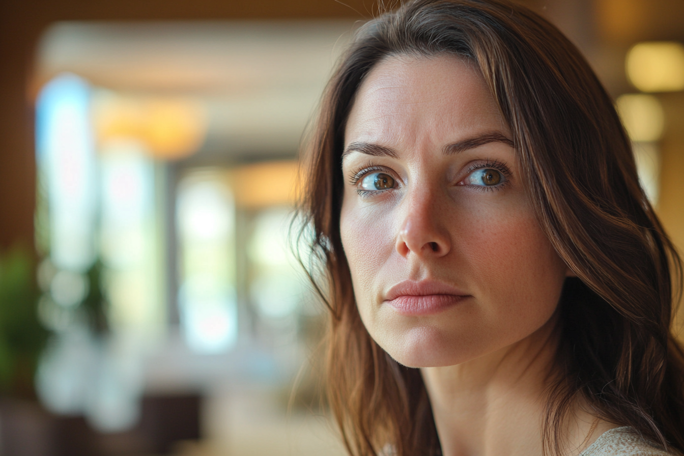 A woman glancing sideways at someone | Source: No source