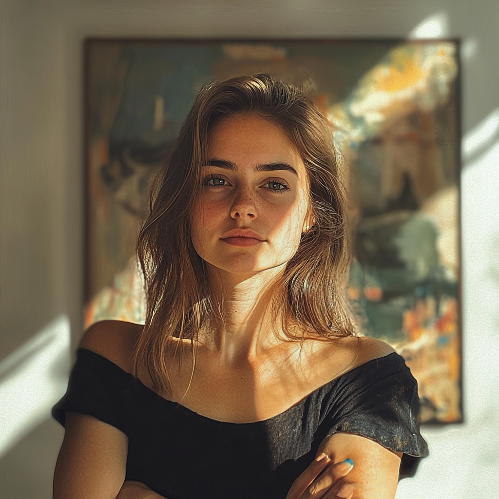Senior woman standing in a room with crossed arms | Source: no source