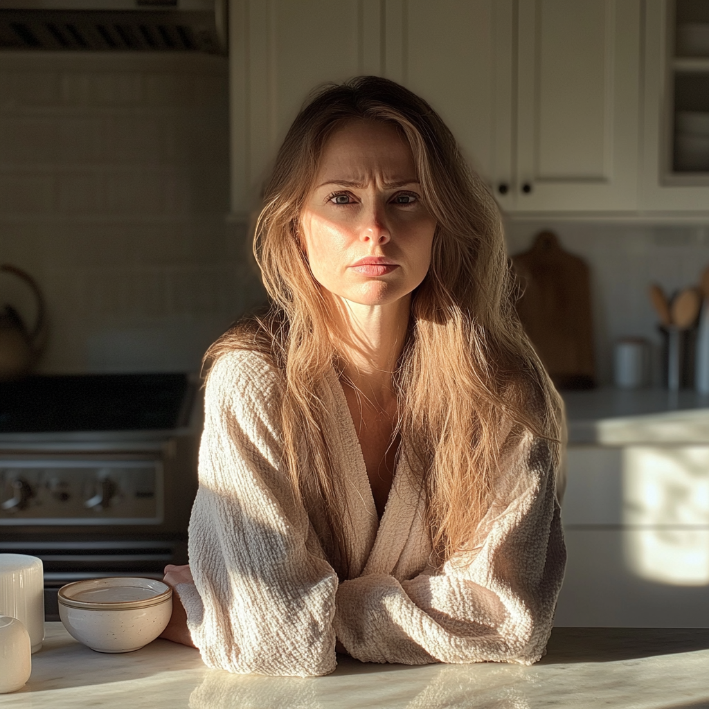 A woman leaning against a counter in a kitchen | Source: no source