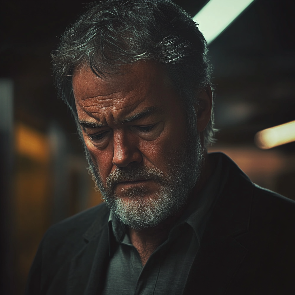 An emotional man with his eyes downcast | Source: no source
