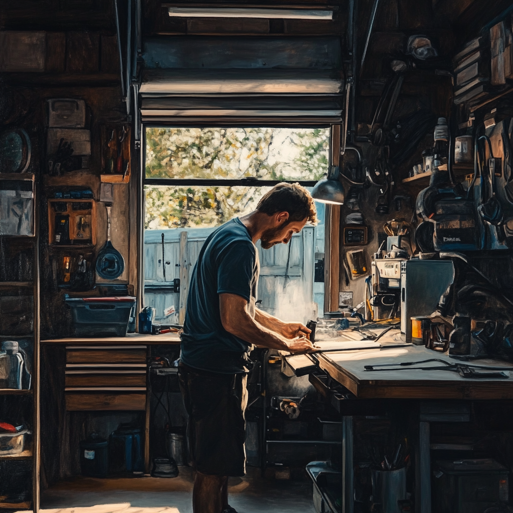 A man working in his garage | Source: No source