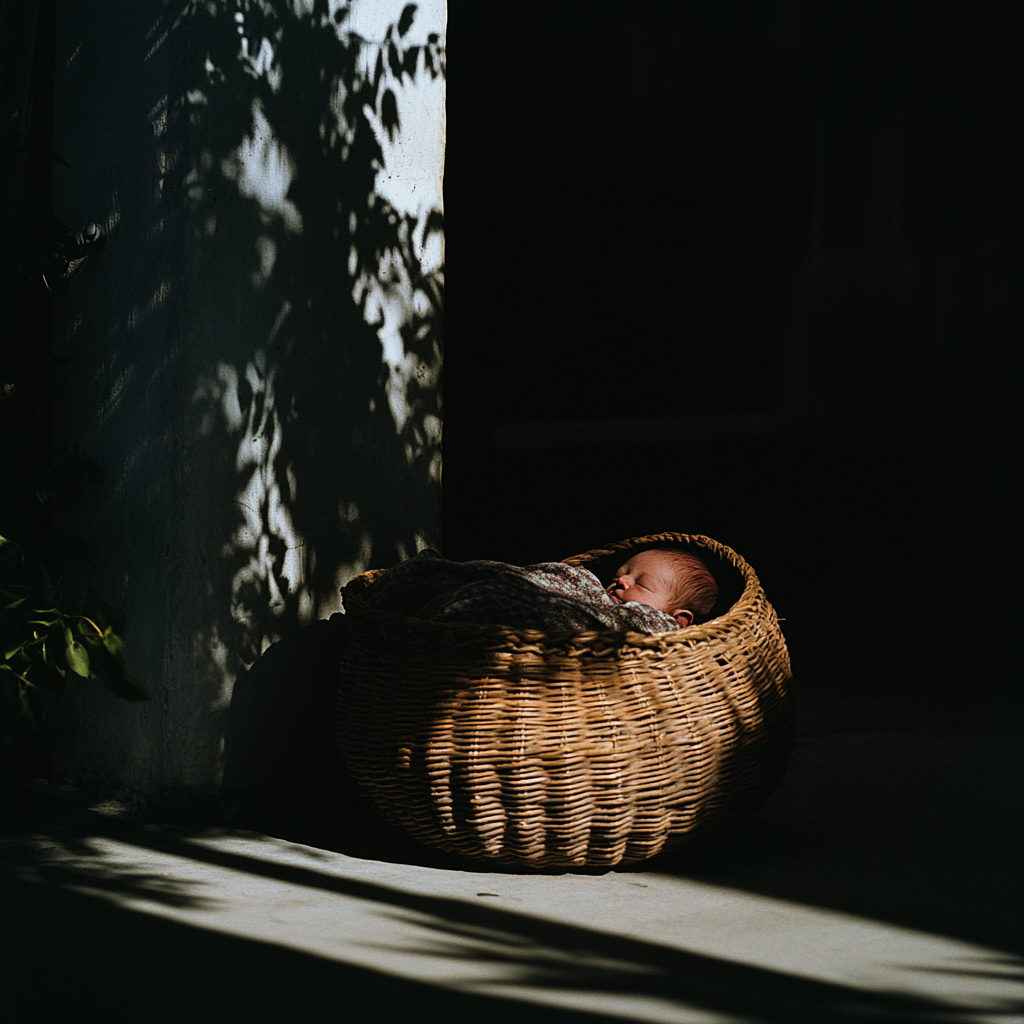 A basket with a newborn | Source: No source