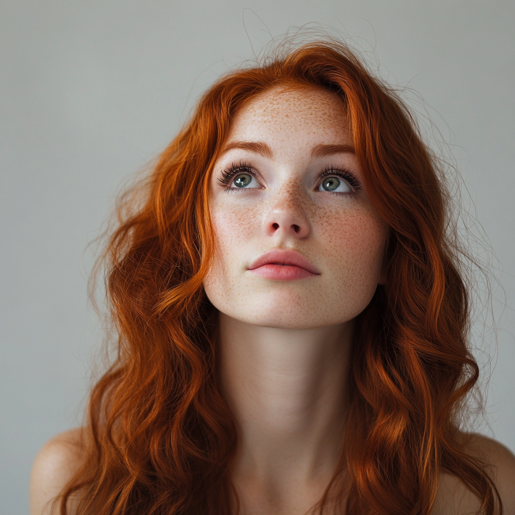 A woman looking up at someone | Source: No source