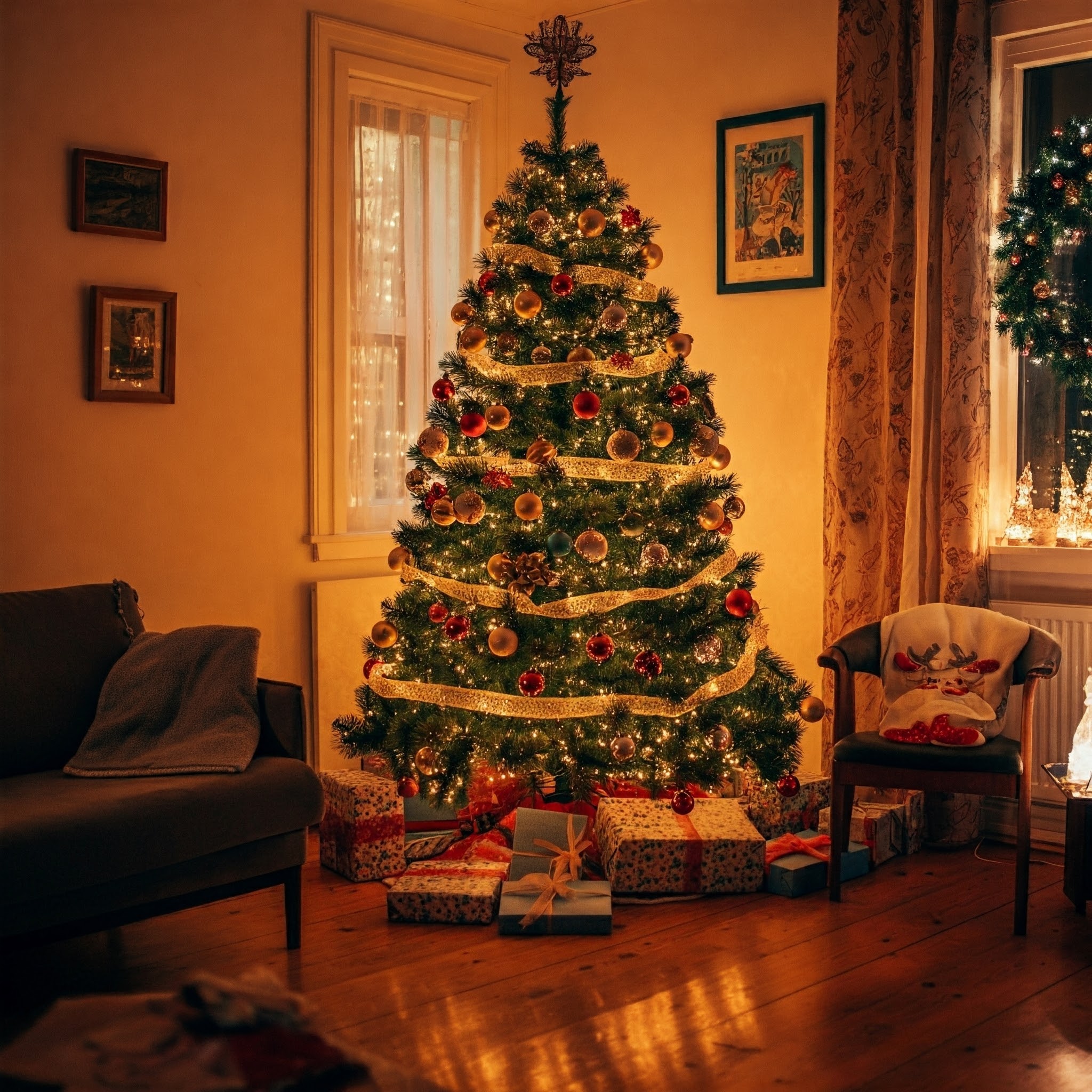 A Christmas tree with presents | Source: no source