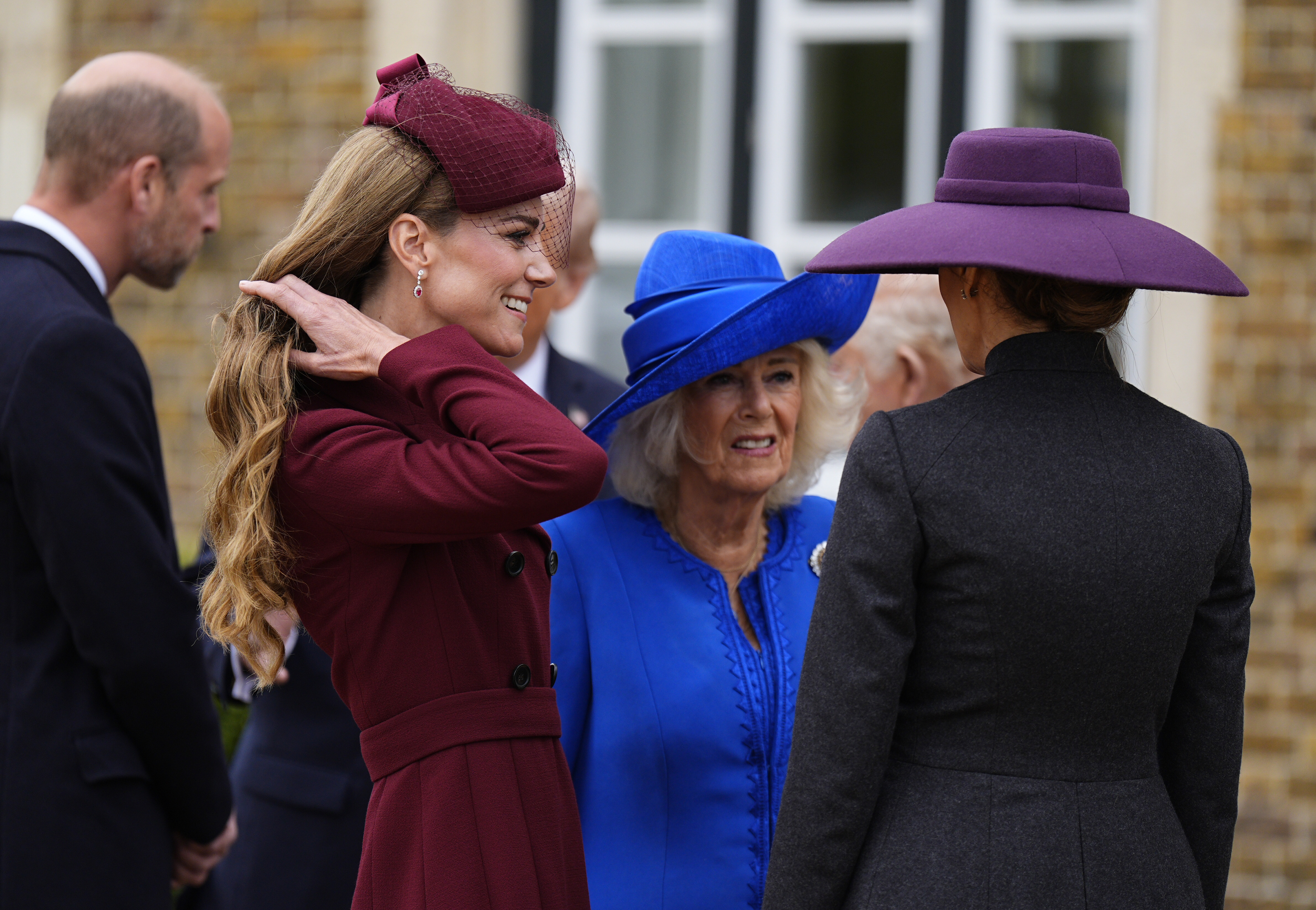 Catherine, Princess of Wales, Queen Camilla and First Lady Melania Trump arrive for a state visit at Windsor Castle in England on September 17, 2025 | Source: Getty Images