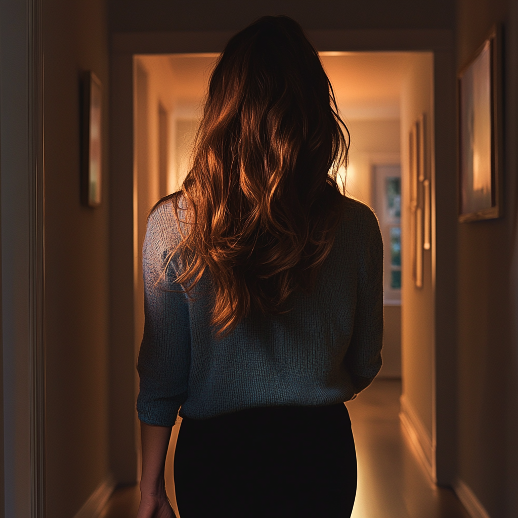 Rear shot of a woman walking in the hallway | Source: No source