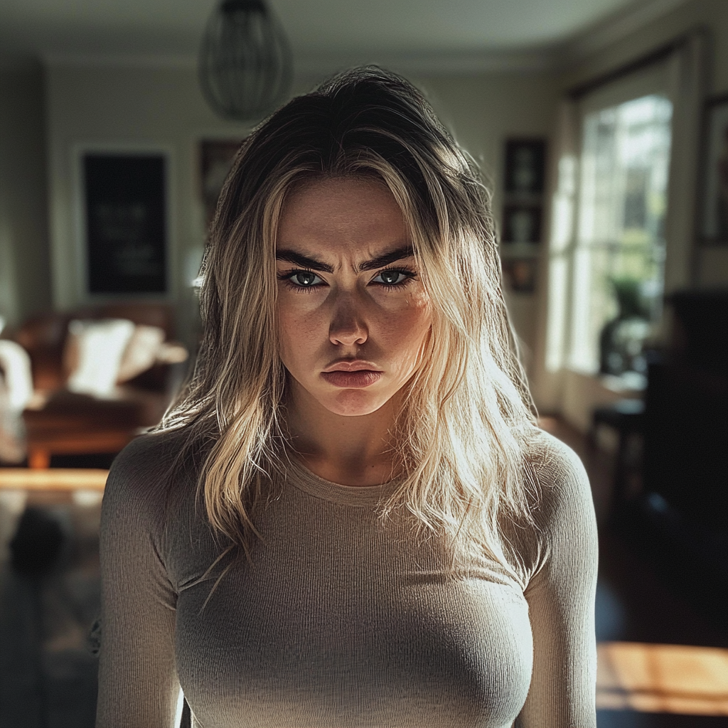 An angry woman in her living room | Source: No source