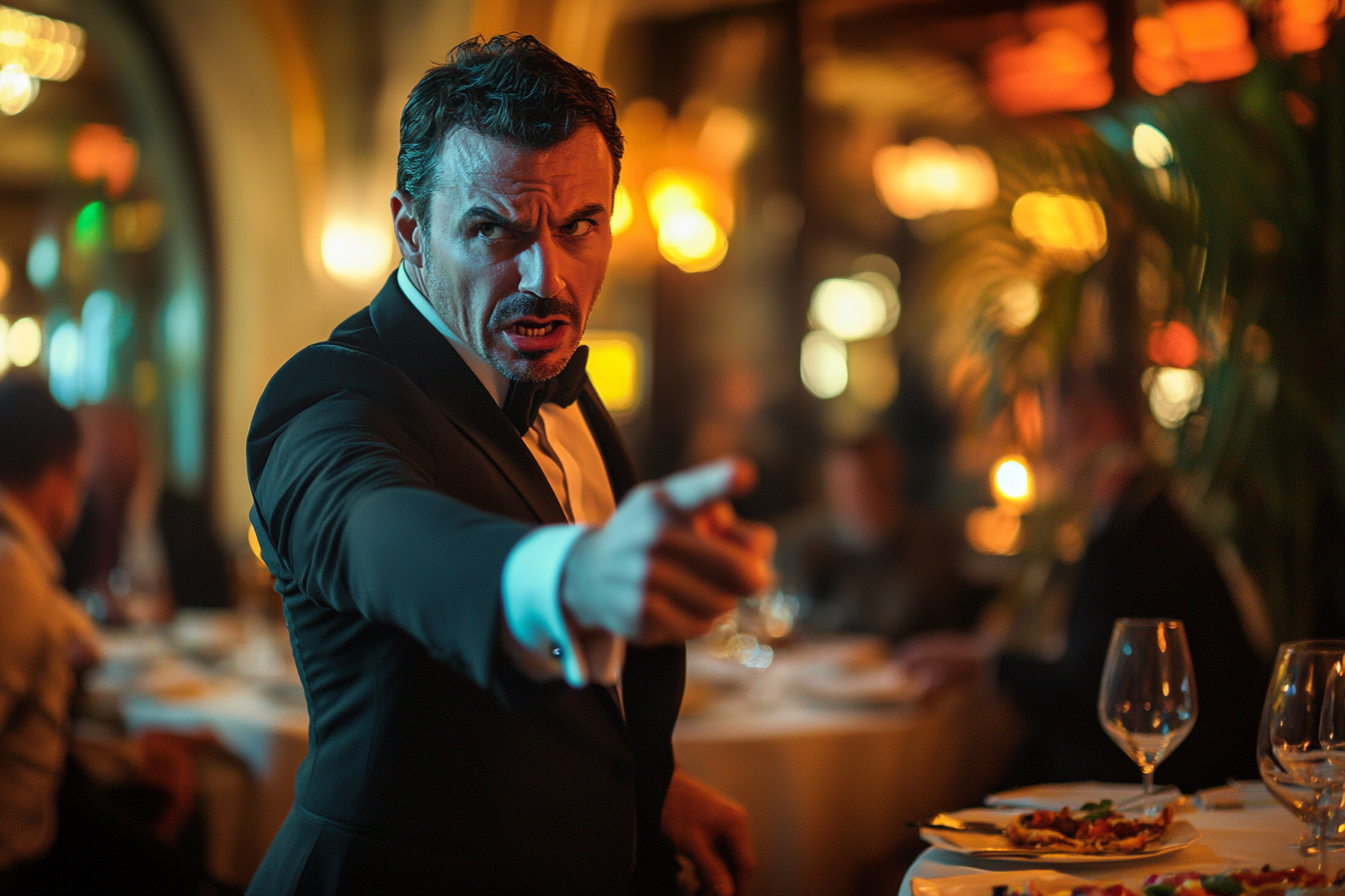 Angry patron in formal clothes at a restaurant | Source: No source
